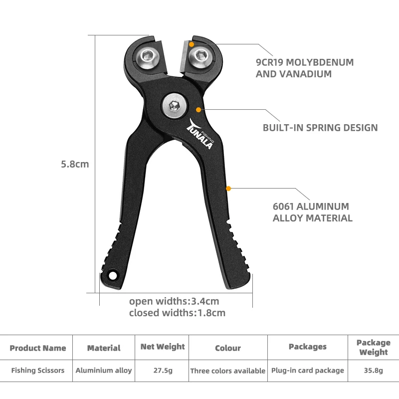 9Cr19 Molybdenum Steel Cutter Fly Fishing Tools Fishing Scissors Pliers With 6061 Aluminum Alloy Fish Serrated Shears