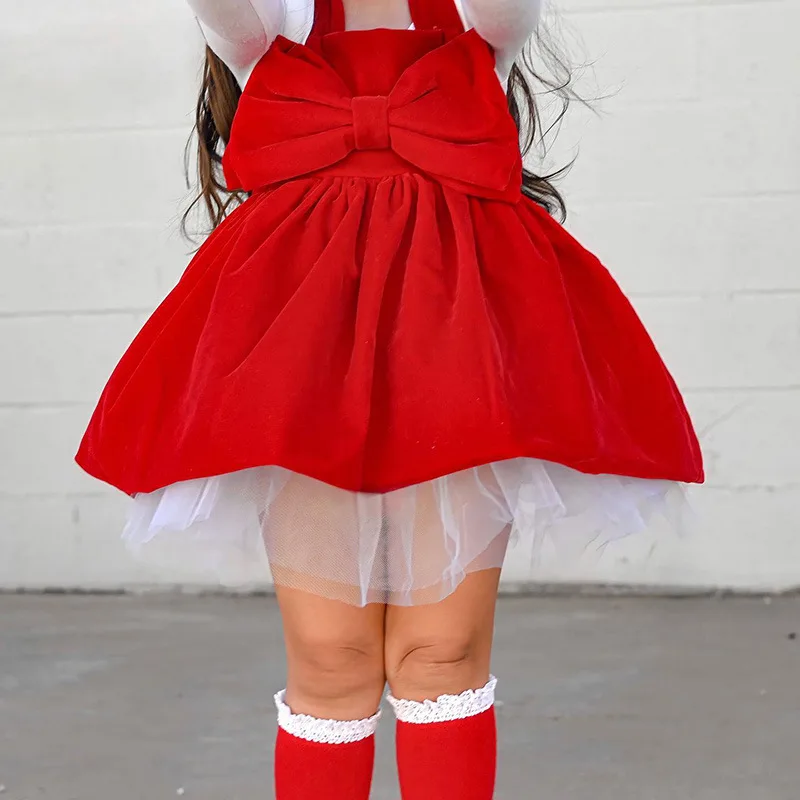 New trendy Christmas toddler girls clothes princess halter dresses festival kids suits Korean girls dresses outfits