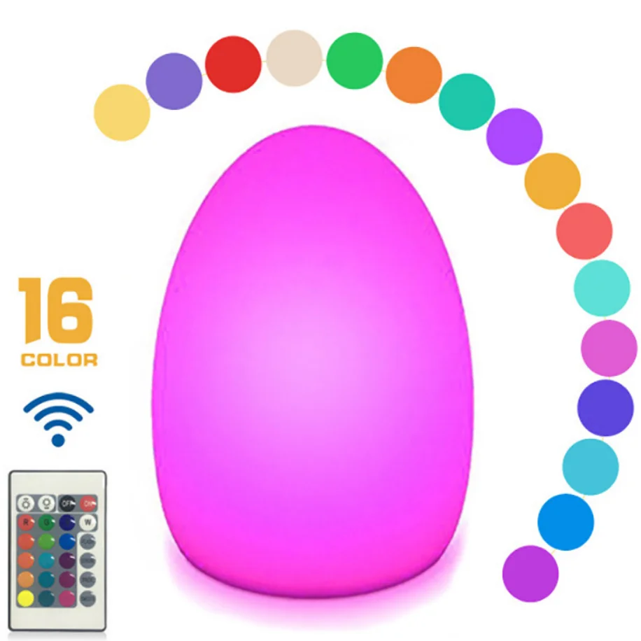 SZ-B1419 Hot sale fashionable egg shape remote control rechargeable led color changing table lamp