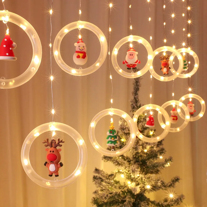 LED Hanging Christmas Decorative 3D Curtain String Lights USB Plug 3M Warm Light for Bedroom Window Wall Fireplace Patio Outdoor