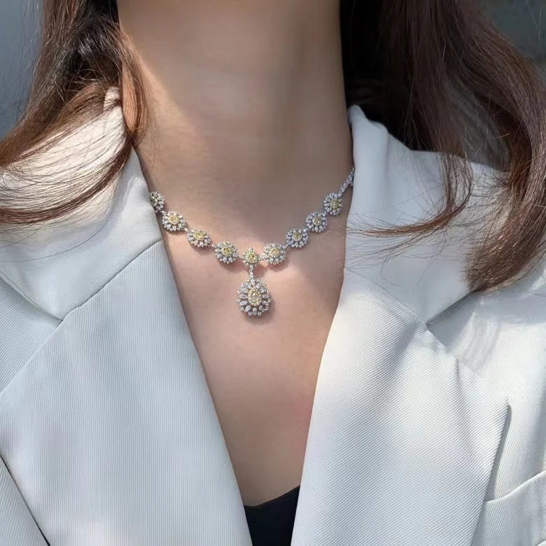 solid gold jewelry wholesale Pendant jewelry for women fashion 2022 with Diamond luxury jewelry american diamond necklace sets