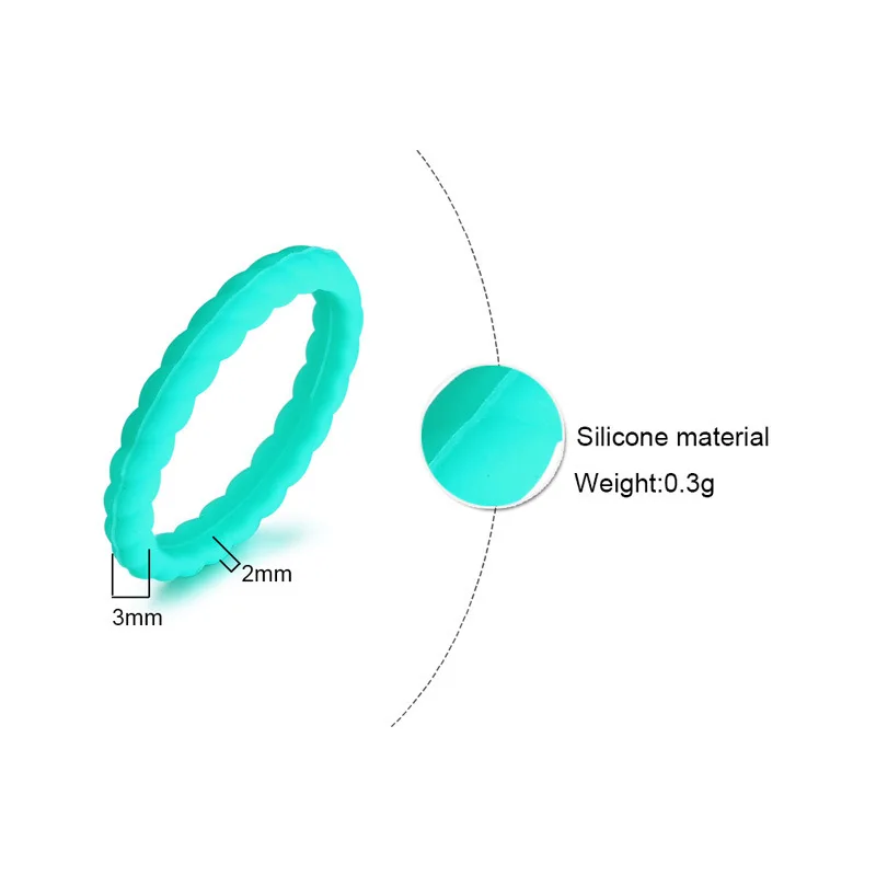 Medical Grade Logo Custom Silicone Rubber Finger Wedding Rings For Women