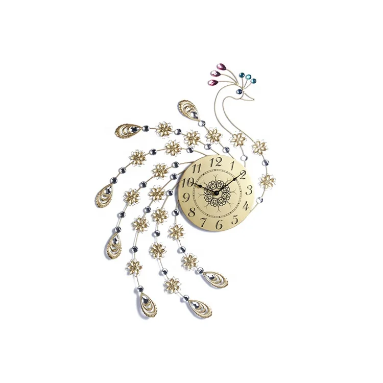 High Quality Fashion Home Decoration Metal Crafts Luxury Gold Wall Clock Decoration Living Room Wall