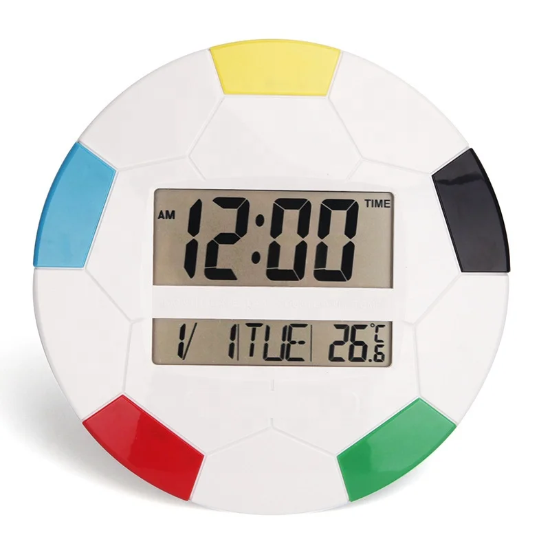 KH-CL097 Football Fans Dual Screen LCD Electronic Hanging Digital Wall Clock Wholesale