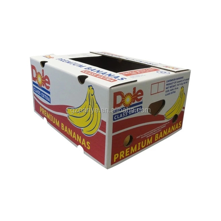 
Wholesale 4C Printing Ink Banana Oriange Fruit Corrugated Carrying Carton Box with Die Cut Handle 