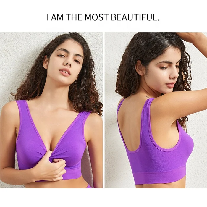 Top Sale Women Plus Size S-5XL Seamless Wireless Pure Comfort Padded Sleep Pullover Bralette Yoga Fitness Everyday T-Shirt Bra