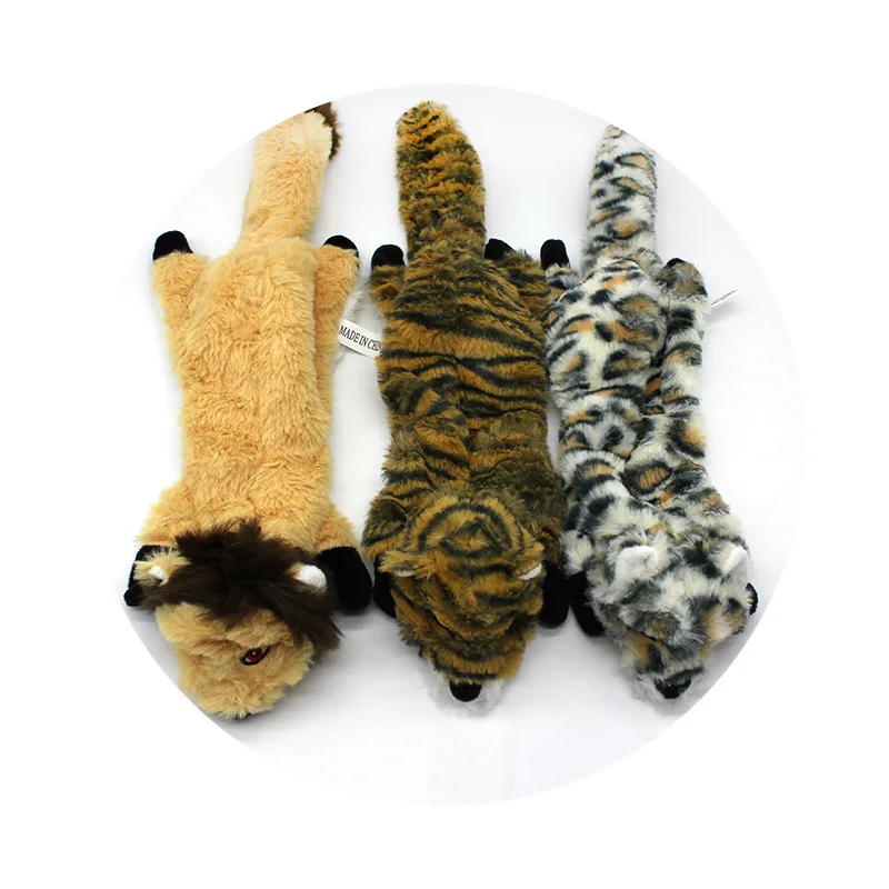 Hot Selling Tiger Lion Leopard Shape Pet Dog Toys Soft Dog Cat Teeth Grinding Puppy Chew Plush Pet Squeak Toys