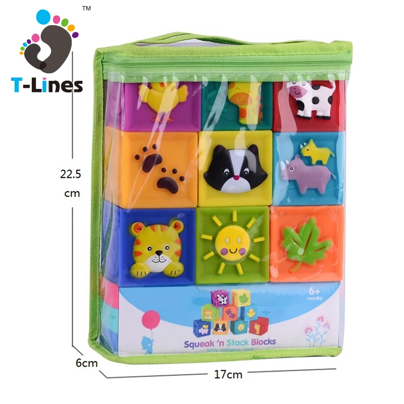 New Toys 2021 Silicon Building Block Soft Silicone Teethers Blocke Squeeze Bricks Toy Baby Building Blocks For Kids