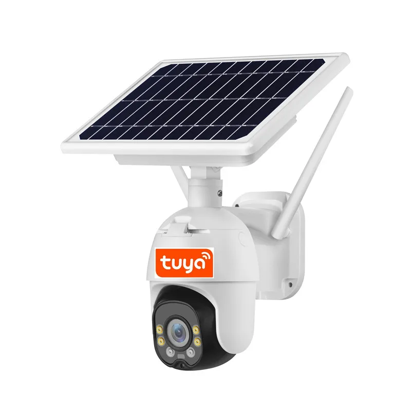 
Tuya solar powered PTZ dome IP Security Camera Outdoor 2way Audio WiFi Solar Panel Battery Power CCTV Camera 