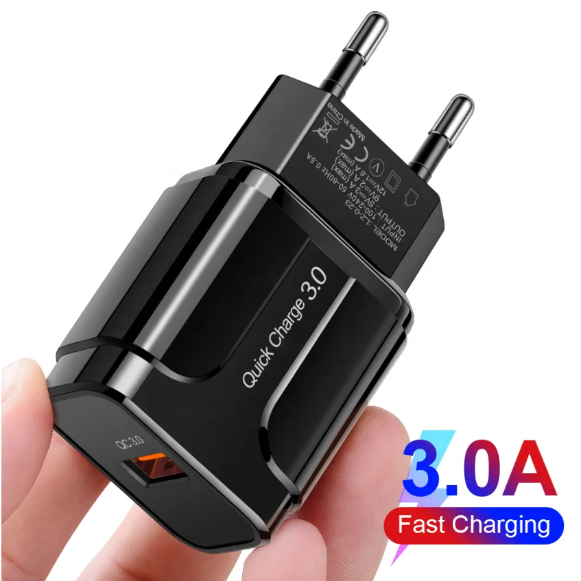 3A Quick Charge 3.0 USB Charger EU Wall Mobile Phone Charger Adapter for iPhone X MAX 7 8 QC3.0 Fast Charging