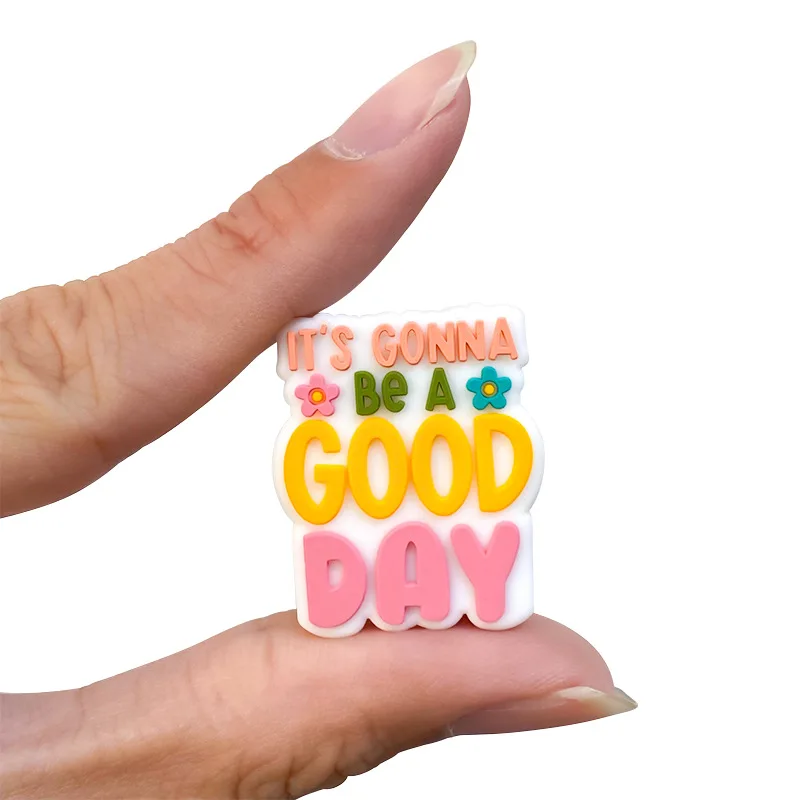 Factory new arrival jewelry making accessories English letter Good Day silicone beads for pen making