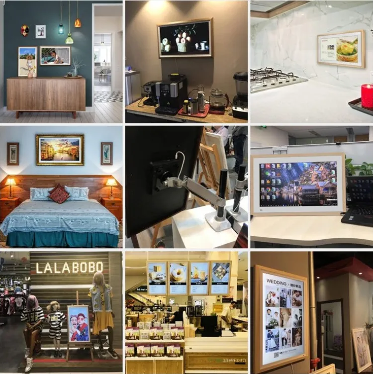32 inch 43inch Intelligent Museum Smart Photo Frame Display Artistic Design Wooden Lcd Screen For Digital Art Painting Machine