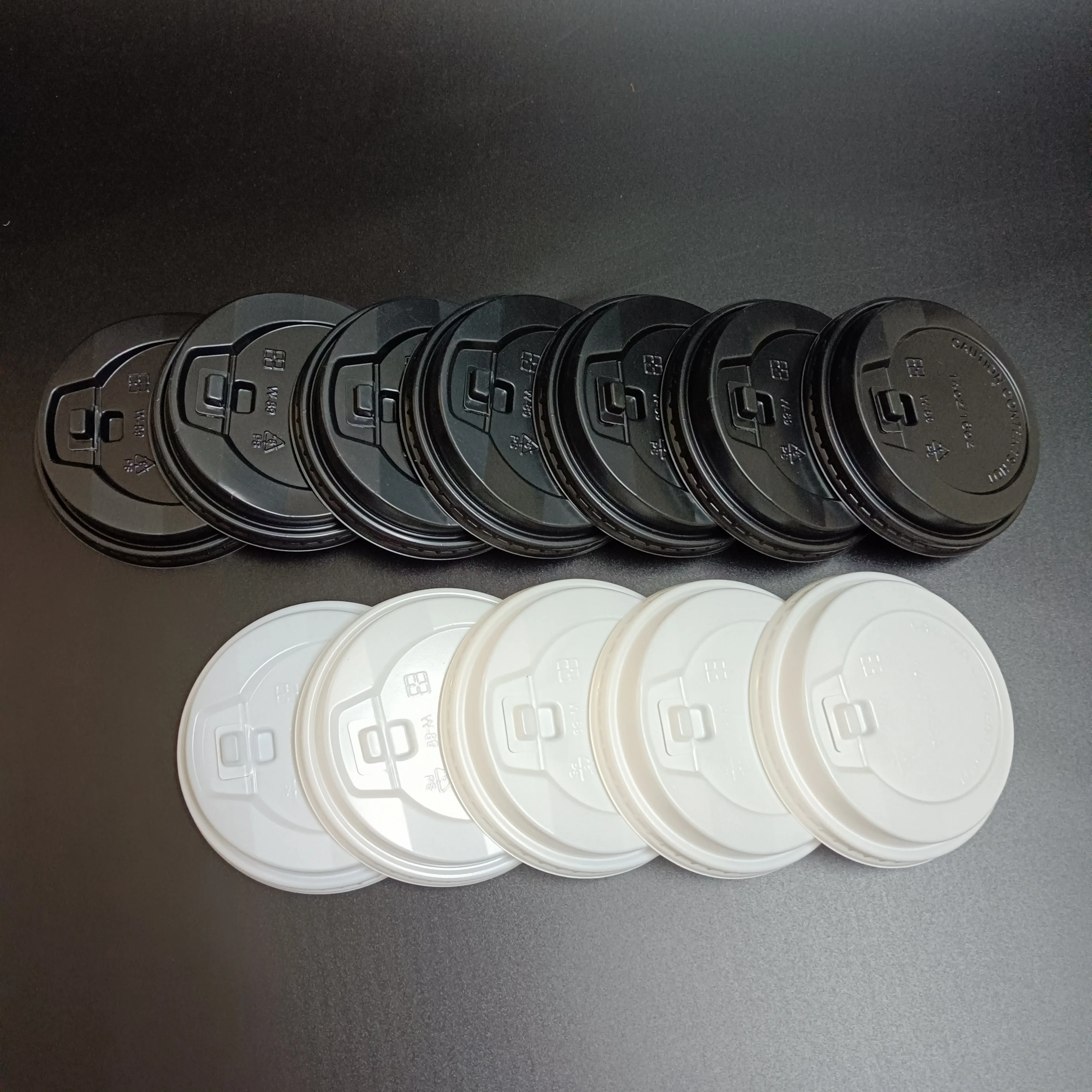 SP1570 Take Away 14oz 16oz PS Lids Hot  cold Drink Disposable Plastic Coffee Cup Lid white black Cover
