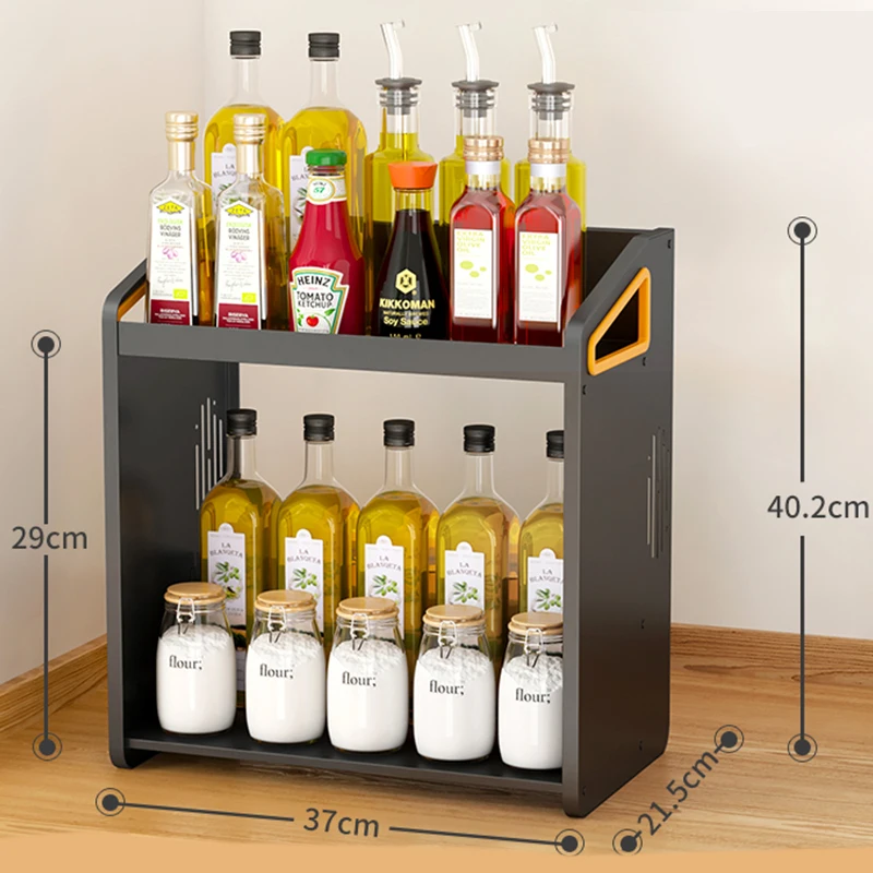 portable wooden spices for kitchen black cabinet countertop storage spoon rack standing seasoning organize space saving