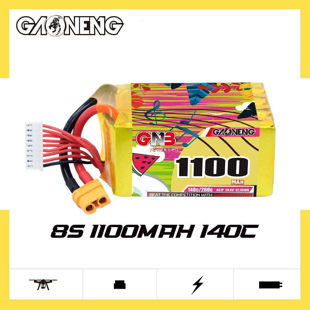GAONENG GNB 1100 мАч 29 6 В 8S 140C XT60 LiPo аккумулятор высокопроизводительный RC хобби литий-полимерный мягкий пакет гоночный FPV квадроек