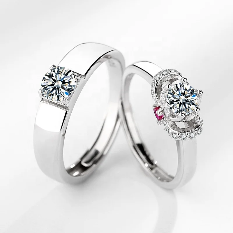 Custom latest design value jewelry women wedding promise couple diamond 925 sterling silver ring set mens rings