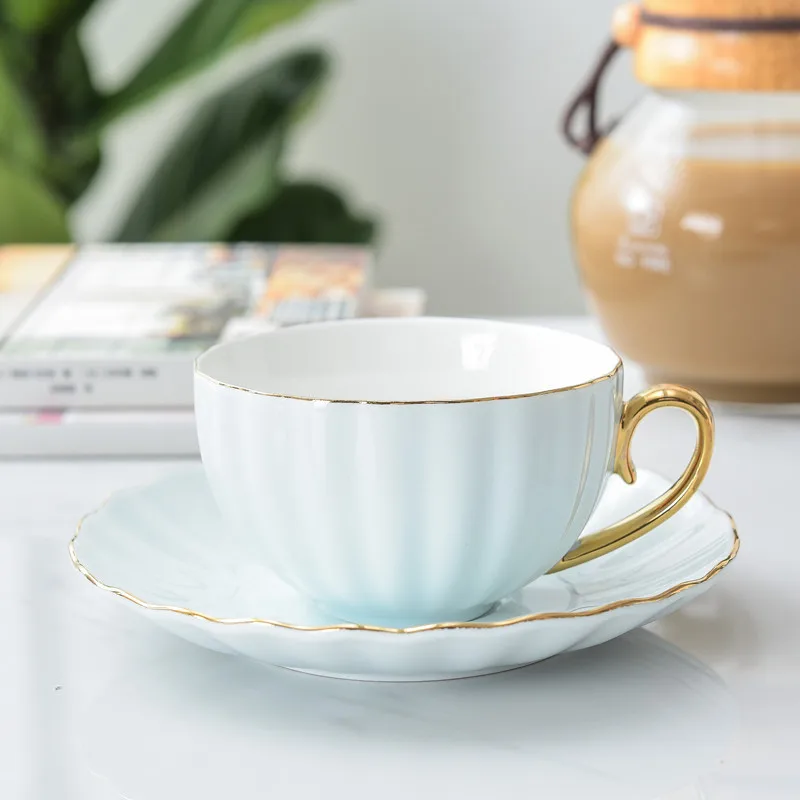 
Coffee Cups and Saucers with Gold Trim Cappuccino Cups Ceramic cup 