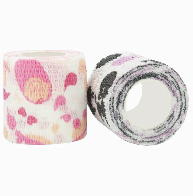 High Elastic Self Adhesive Cute Printed Non-Woven  Bandage Pet Vet Wrap wholesale Cohesive Bandage For Cat Dog