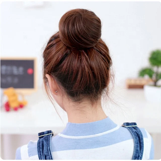 Manufacturers Wholesale Human Hair,  Bun Head Real Bud Hair Band Elastic Fluffy Wigs, Woman Bun Wears Hair