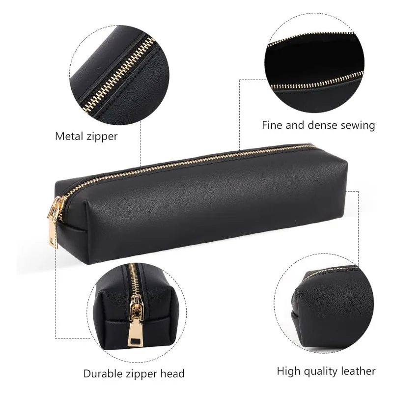 New product whosale cheap long leather plastic pen case pencil pouch for student