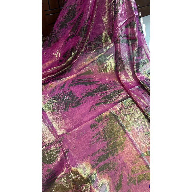 Высококачественная шелковая ткань для Дамского Платья вышитая африканская металлическая 114 см/8 мм 5 ярдов