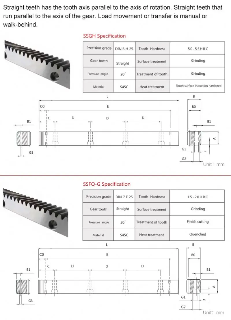 CNC C45 Steel Helical Spur Pinion Gears Rack and Pinion For CNC Parts
