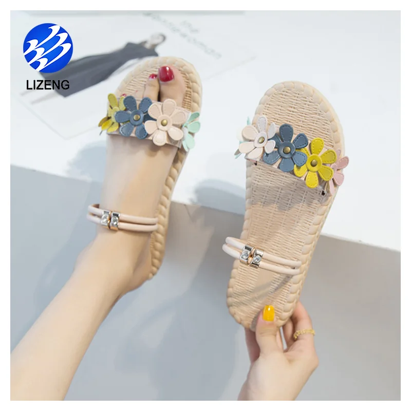 
Women Braided Slingback Flat Sandals Floral Bohemia Slipper Shoes 