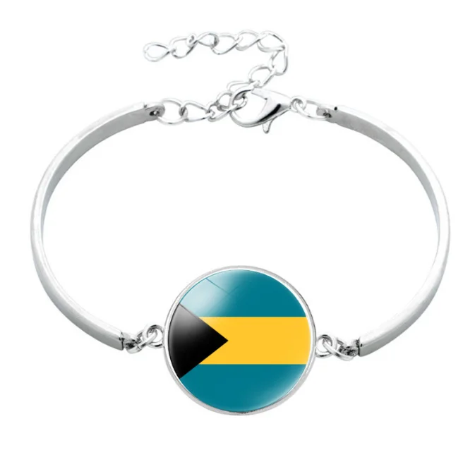 Bahamas national flag time gemstone minimalist alloy bracelet