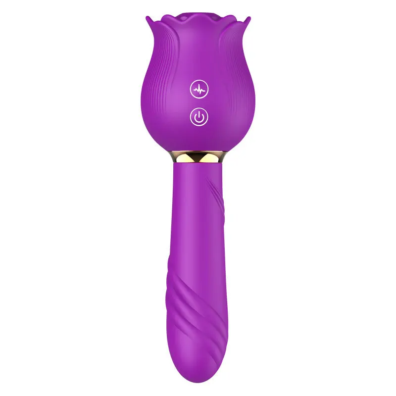 hot sale G spot 2 IN 1 rose vibrator for Female pussy stimulator clitoris tongue sucking vibrator AV Wand massager