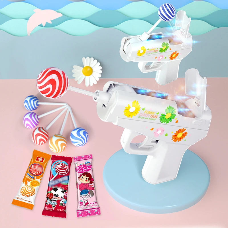Spray Wholesale Creative Love Lollipop Sugar Pink Purple Creative Love Sweets Storage Candy Gun Toys For Boy Girl Friend