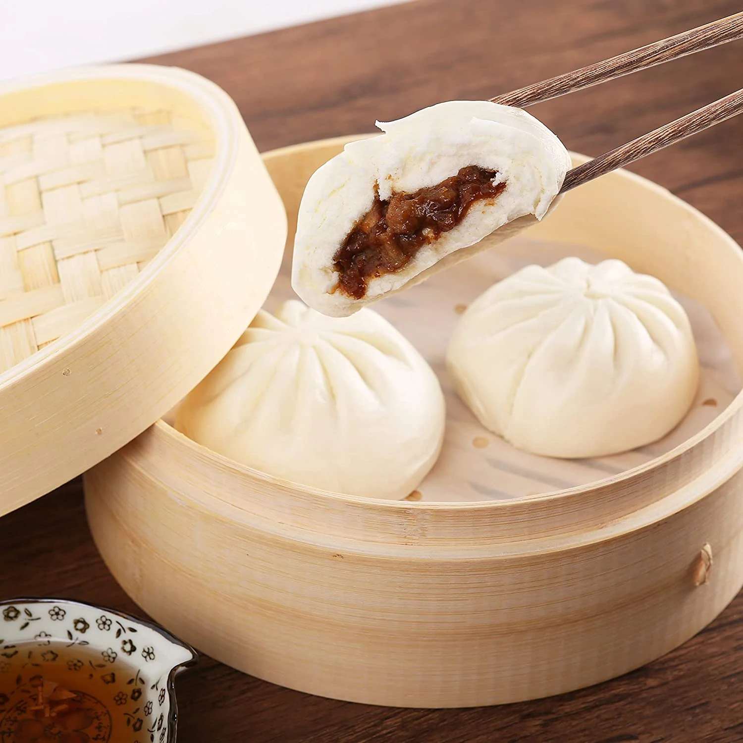 New Arrival Household 10 Inch Natural Bamboo Steamer Basket Multilayer Bamboo Steamer