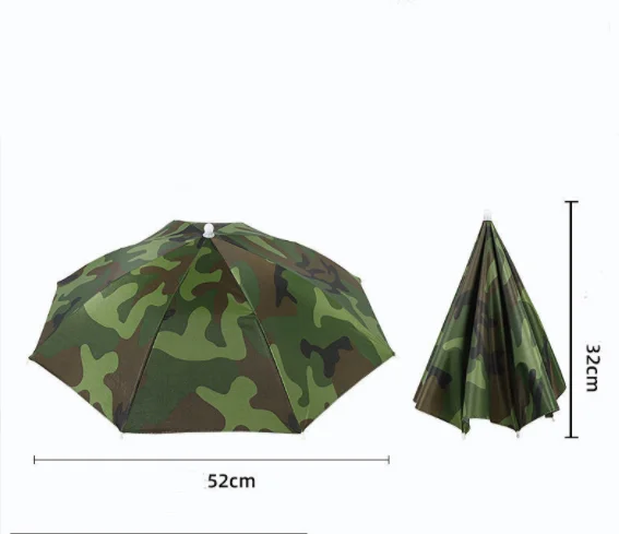 Wholesale head Umbrella Hat Headwear Umbrella for Fishing Hiking Beach Camping Head Hats outdoor sun-proof custom logo