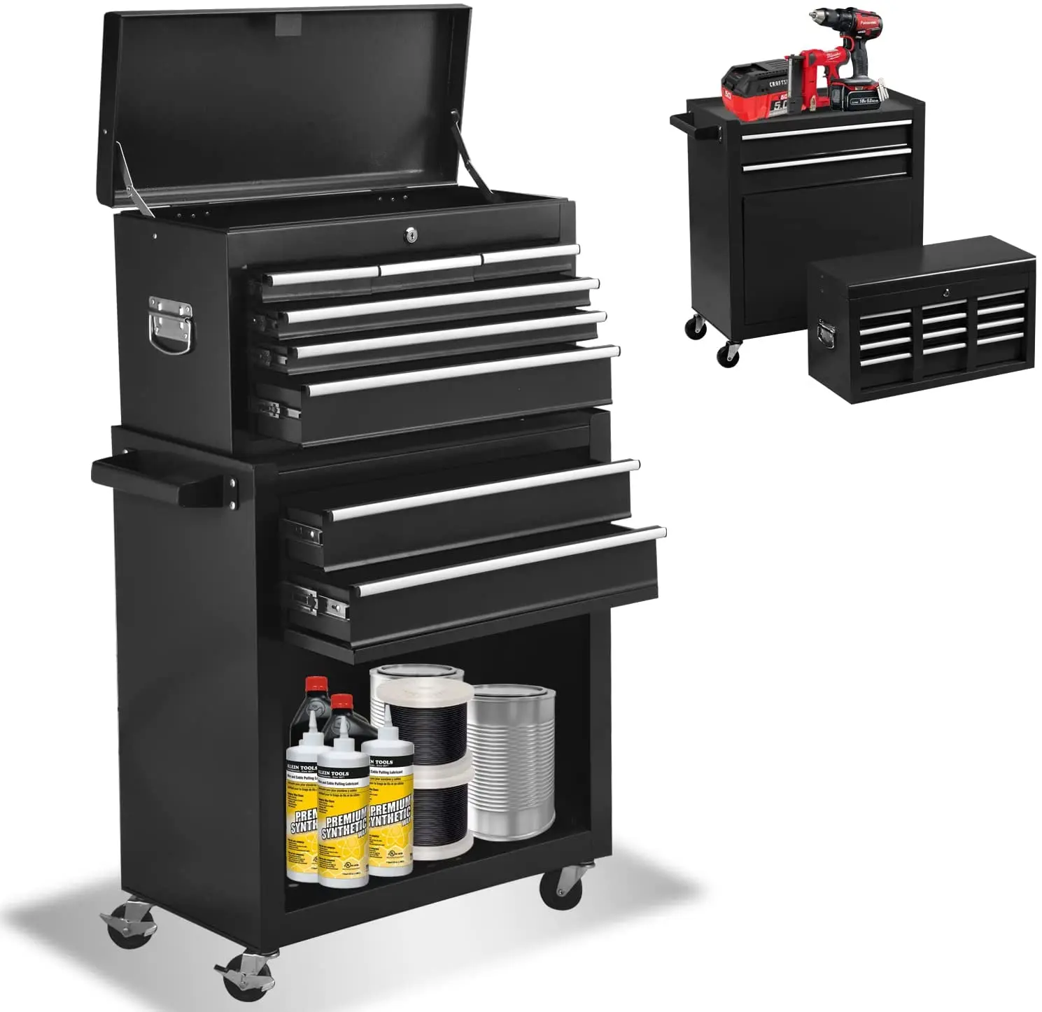 8 Drawerrs Rolling Factory Assistant Auto Tool Chest And Cabinet Combo