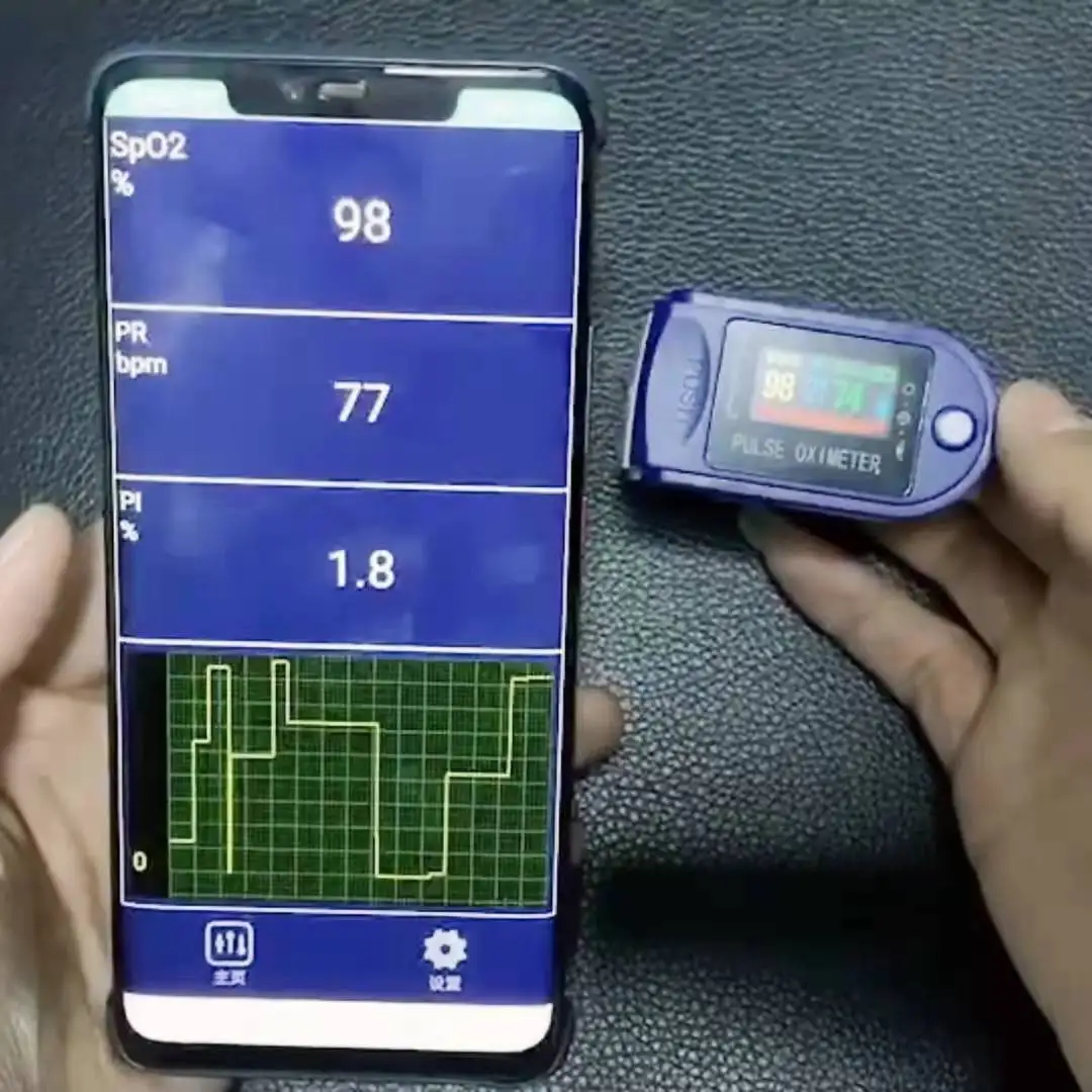 
Blood oximeter factory direct mobile phone APP Bluetoo th link finger clip TFT display pulse oximeter 