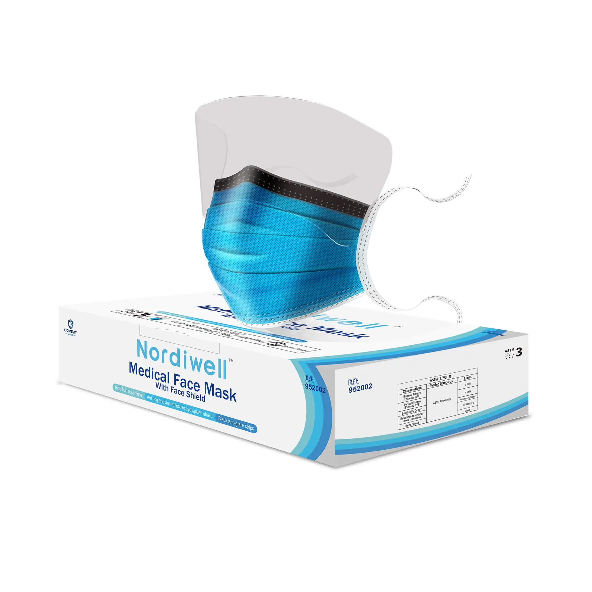 
Одноразовая медицинская маска с щитком, тканевая маска из мелтблауна ASTM 2100, защитная маска для лица уровня 3, повязки на голову 