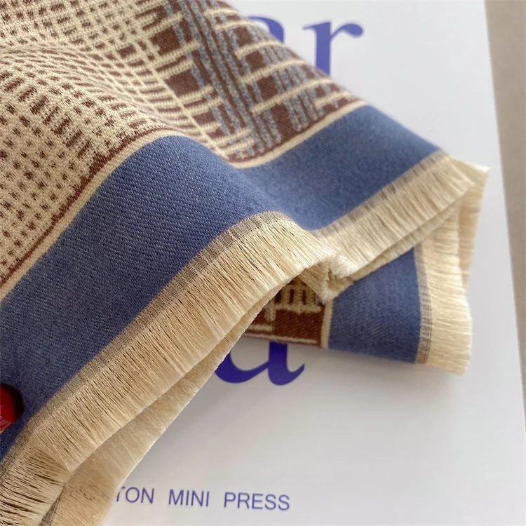 2022 Luxury Plaid Warm Comfort Scarf Faux Cashmere Pashmina Shawl Women