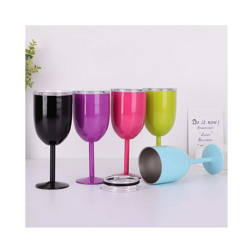 YIDING wine glass logo stainless steel wine goblet acero inoxidable copas de vino copas de acero con tapa inoxidable wholesale