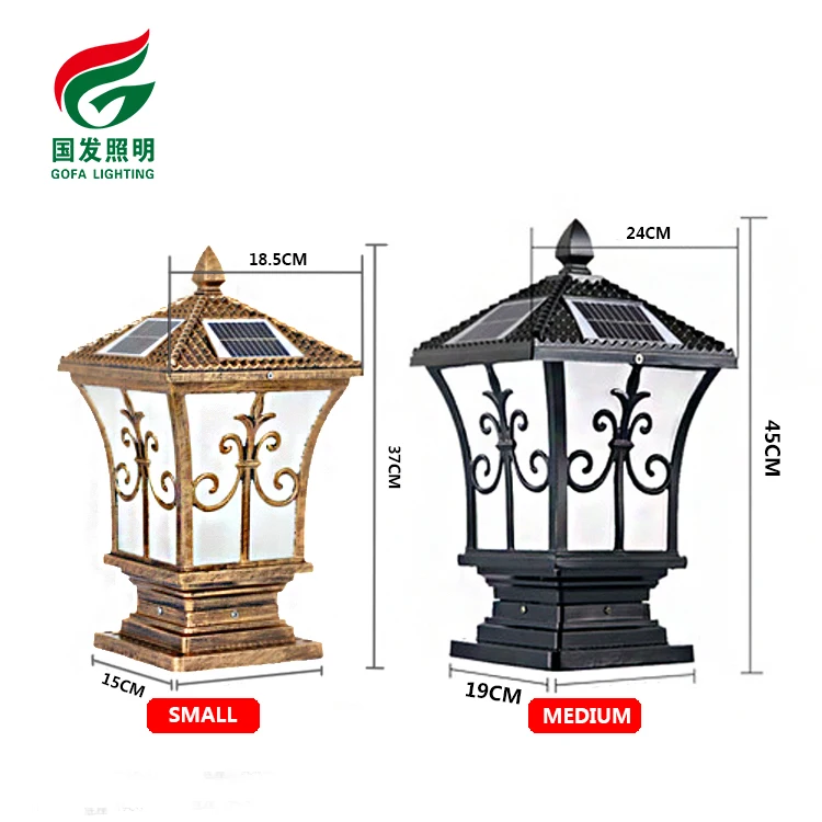Outdoor 20W Solar Street Light Courtyard Garden Stone Gate Bottom Fixed Landscape Gate Light Post Modern Solar Led Pillar Light