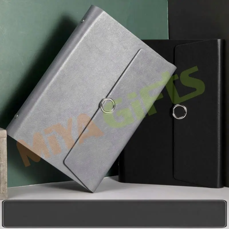 custom pu leather 6 ring binder A5 planner agenda cover duo tri folding clutch bag magnetic closure with phone holder pocket