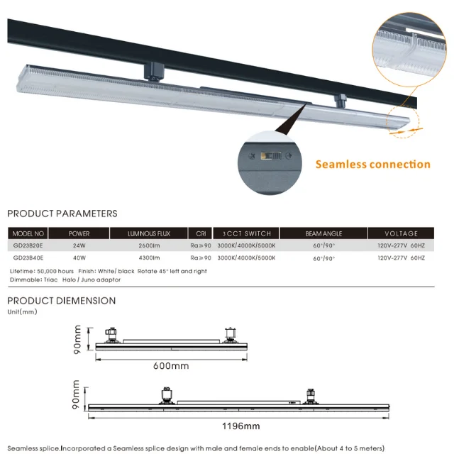 RONSE H Type Track Lighting 230V New 2024 Toggle Switch Control CCT Track Light Foldable Track Light