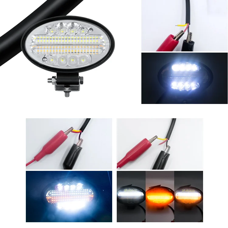 kaidisi 2020 NEW super bright 24w 144W high power led chips 8leds led work light round 24V for Truck Motorcycle SUV Offroad