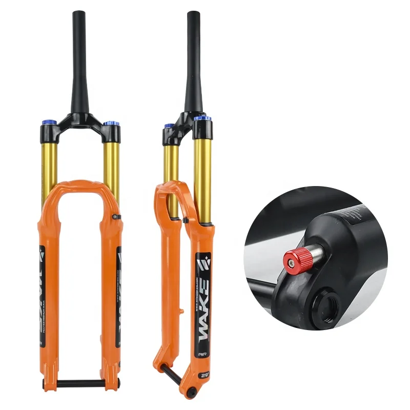 WAKE Tapered Header Tube MTB 27.5 29inch Thru Axle Fork Pneumatic Shock Absorber Fork with Damping Travel 160mm Front Fork