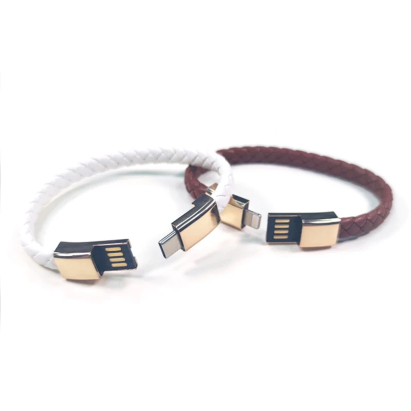 Кожаный браслет 20 см короткий USB-кабель для зарядки и передачи данных Iphone Type C