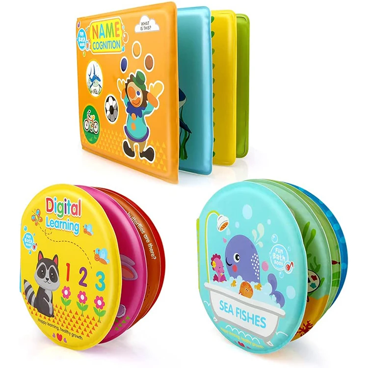 Eco-friendly Durable Soft Non-toxic Plastic Fiber Baby Bath Book for Early Education