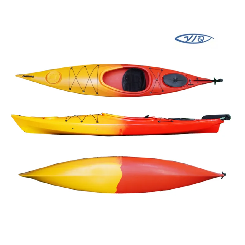High Quality 3.5m Single Sit In roto molded plastic Sea Kayak with Rudder and Foot Rest System