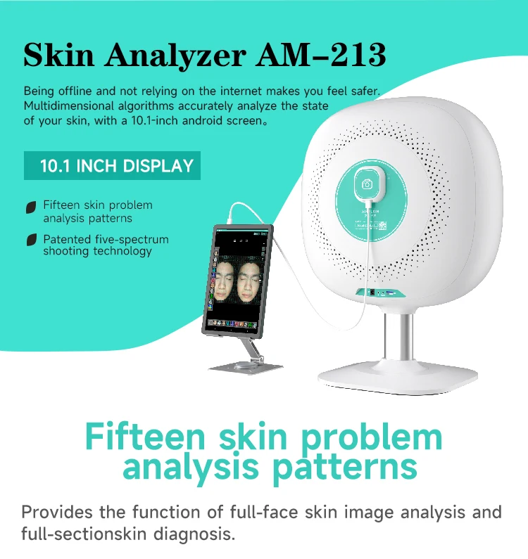 New Design Intelligent 4d Skin Scanner 8 Digital Deep Facial Comprehensive UV Light Moisture Skin Analyzer With Woods Lamp