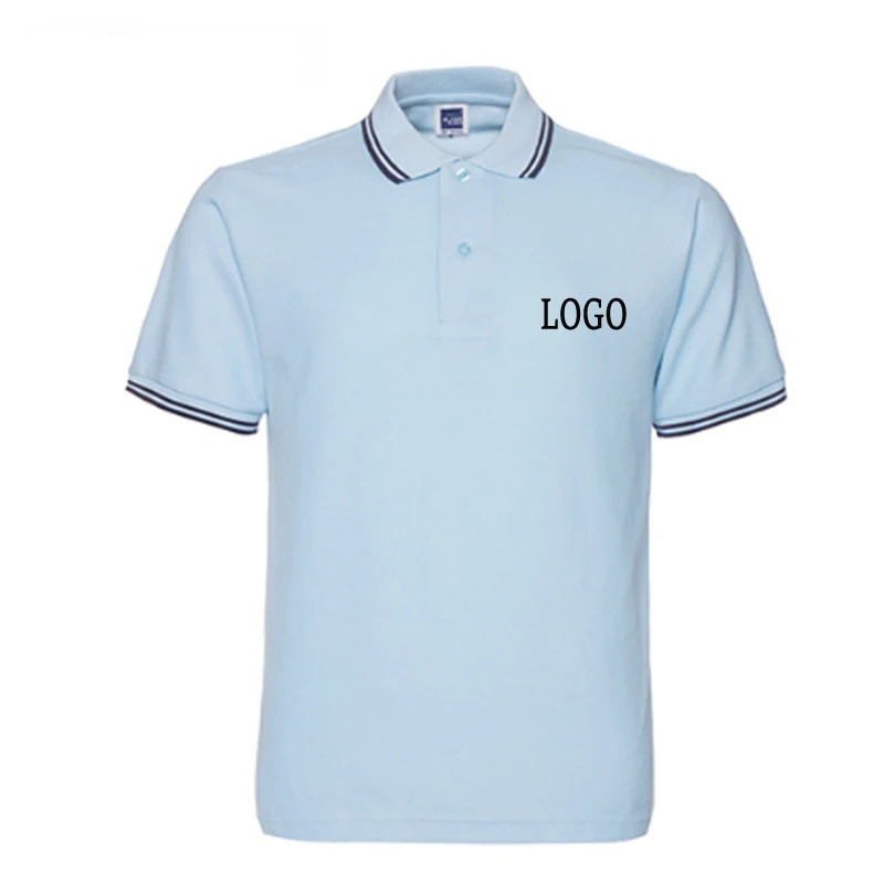 Factory Custom Knitting 65% Cotton 35% Polyester Man Polo Shirts 200gsm Embroidered Anti-Wrinkle Yarn Dyed Collar Cuff Wholesale