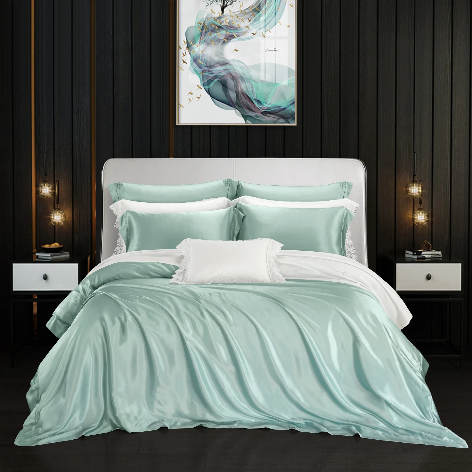 Simple pure silk single quilt cover, 19 mm mulberry silk naked sleeping pure color bed products support one customization