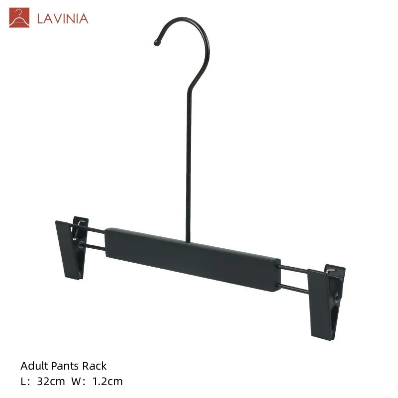 Lavinia wholesale custom black suit wooden hangers unisex hangers with non-slip strip with clips adult kids wooden skirt hanger