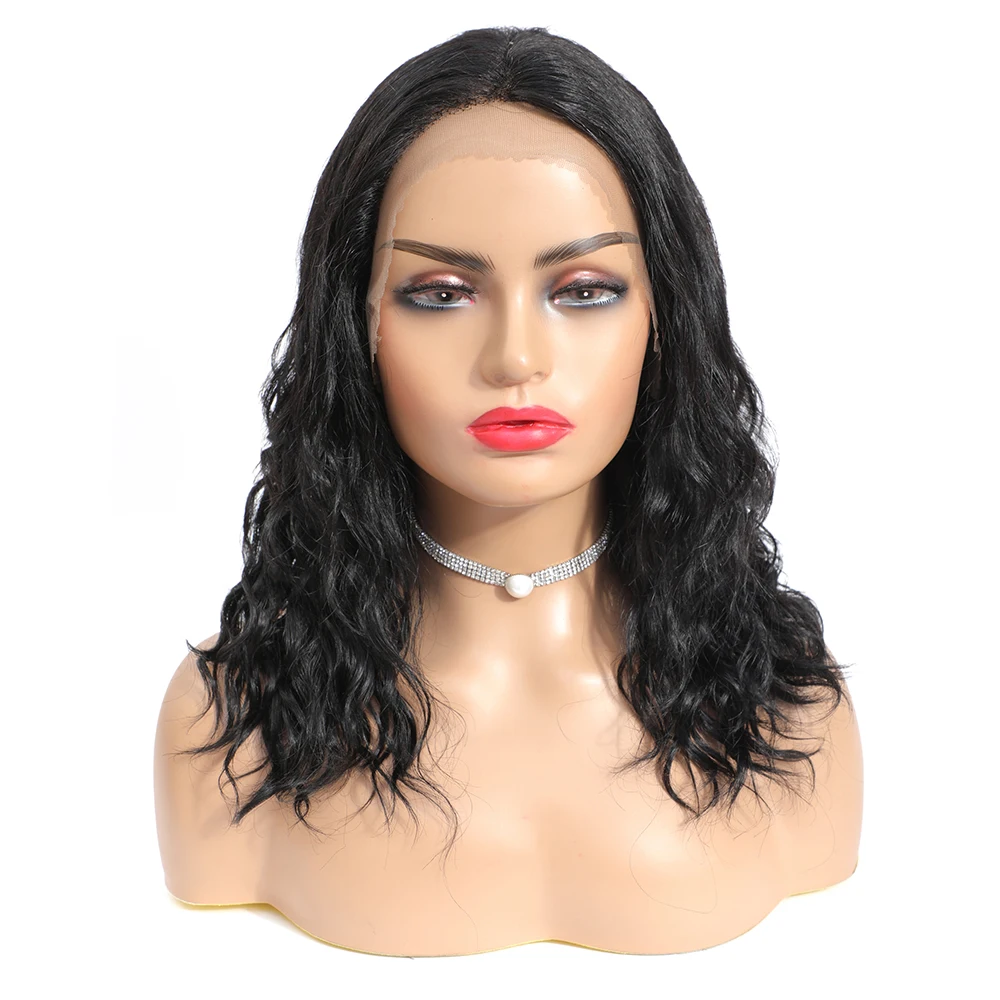 
Бразильские натуральные волнистые прозрачные кружевные передние парики, парики из человеческих волос для женщин, средней части, швейцарские кружева 